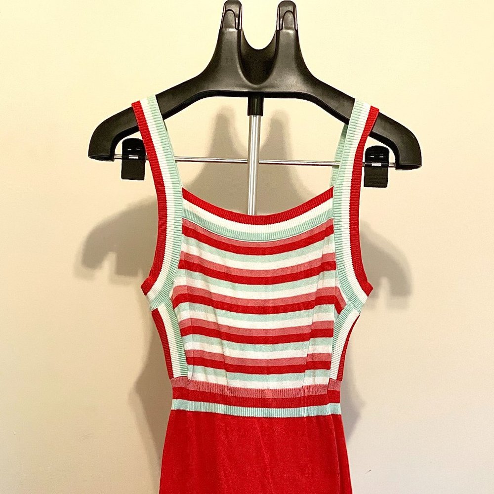 ModCloth Red Blue Striped Knit Dress Small